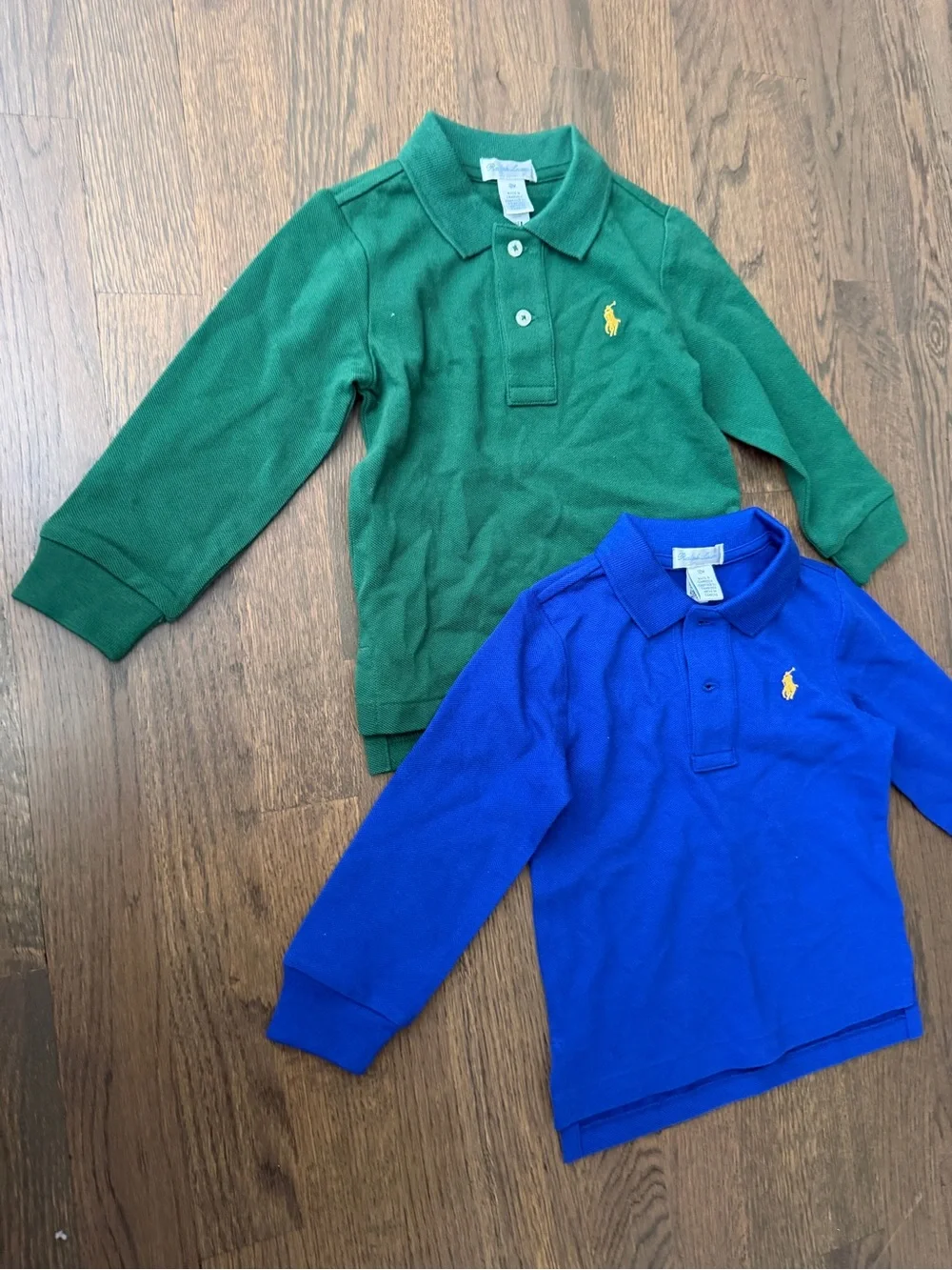 Ralph Lauren Boys Long-Sleeve Polo Duo in Green & Royal Blue